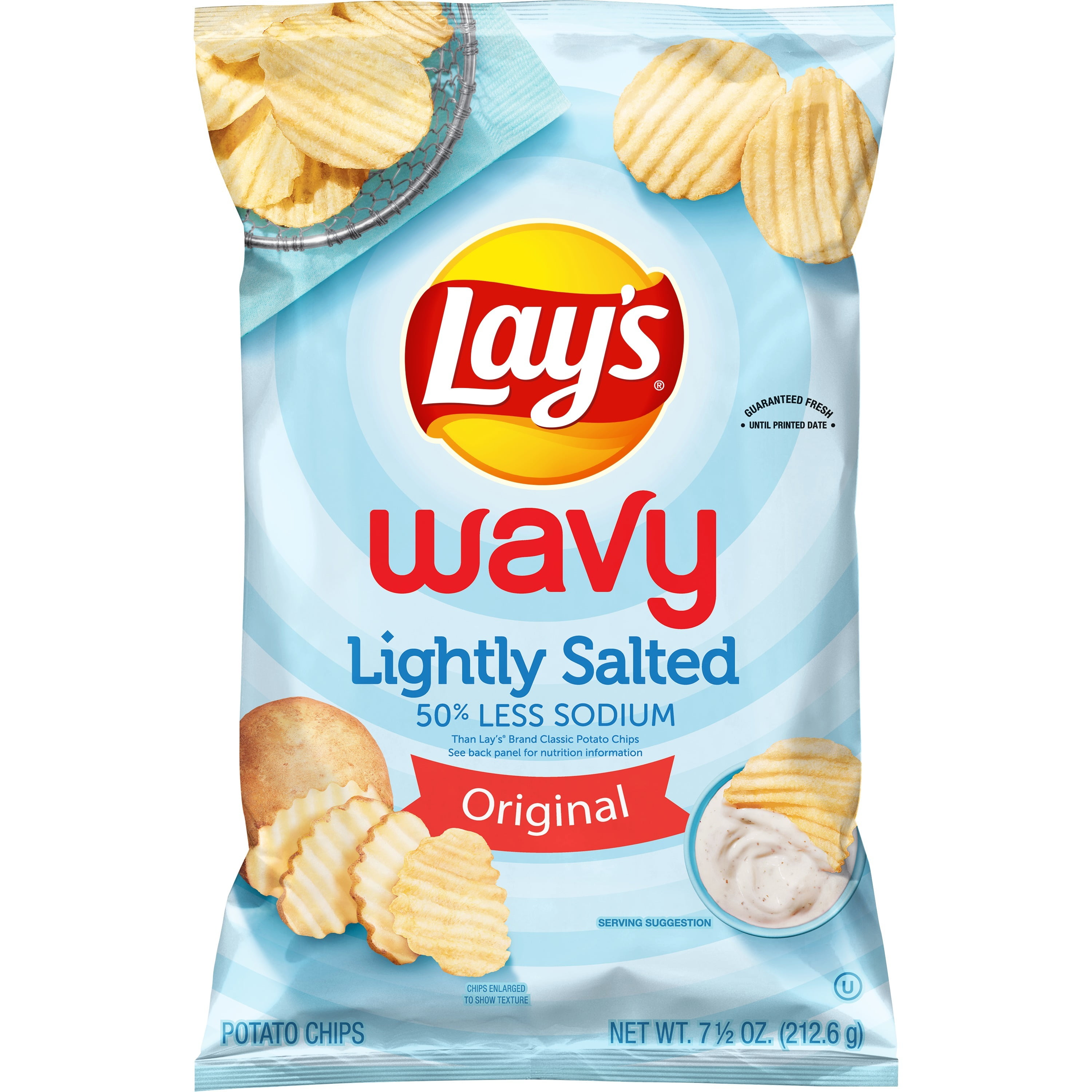 Lay's Wavy Potato Chips, Lightly Salted Original, 7.5 oz Bag Walmart