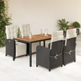 thumbnail image 1 of vidaXL 5 Piece Garden Dining Set with Cushions Black Poly Rattan, 1 of 5