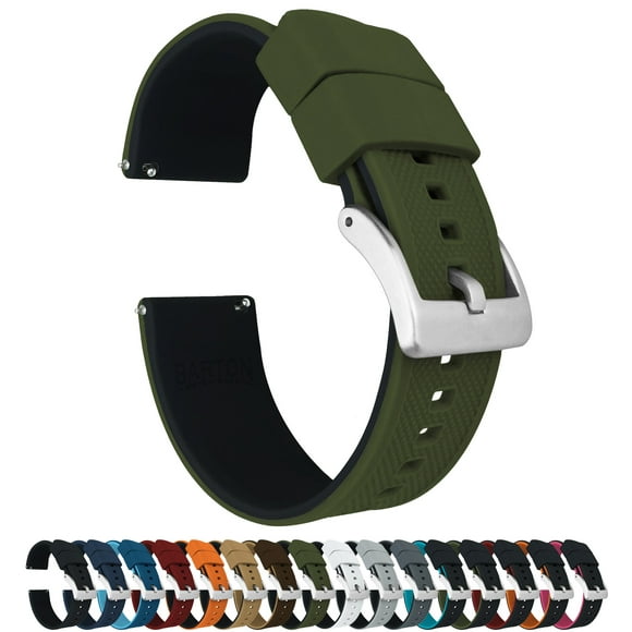 BARTON WATCH BANDS Quick Release Elite Silicone Watch Bands, Black Top/Crimson Red Bottom & Black PVD Buckle, 22mm