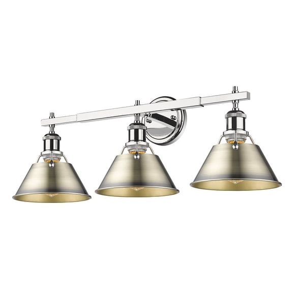 Orwell 3-Light Vanity Light in Chrome with Aged Brass