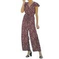 thumbnail image 4 of hirigin Women Wide-Legged Version V Neck Short Sleeve Jumpsuit with Flower Pattern, Summer Clothing, 4 of 6