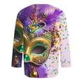 thumbnail image 3 of Jinhomg Mens Fancy Holiday T Shirts Novelty Mardi Gras Mask Graphic Tees Big and Tall Casual Comfy 3/4 Sleeve Tops Tuesday Carnival Party Streetwear Limited Time Multicolor XXXXXL, 3 of 4