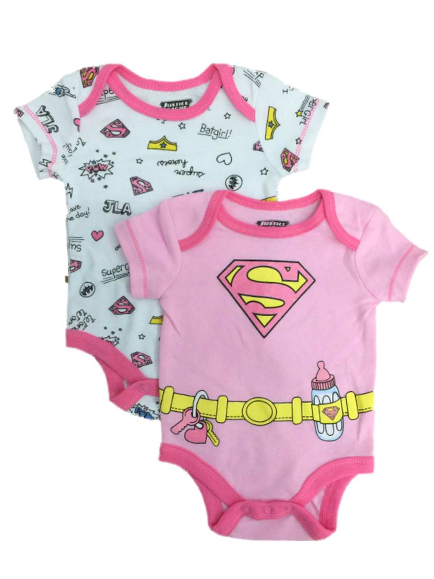 Superhero Mädchen Baby Body Strampler pink DC Comics Super Girl Logo 