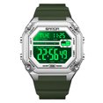 thumbnail image 5 of Digital Watches for Men Women Waterproof Unique Rectangle Watch Stopwatch Countdown Alarm Analog Silicone Strap Transparent Case, 5 of 7