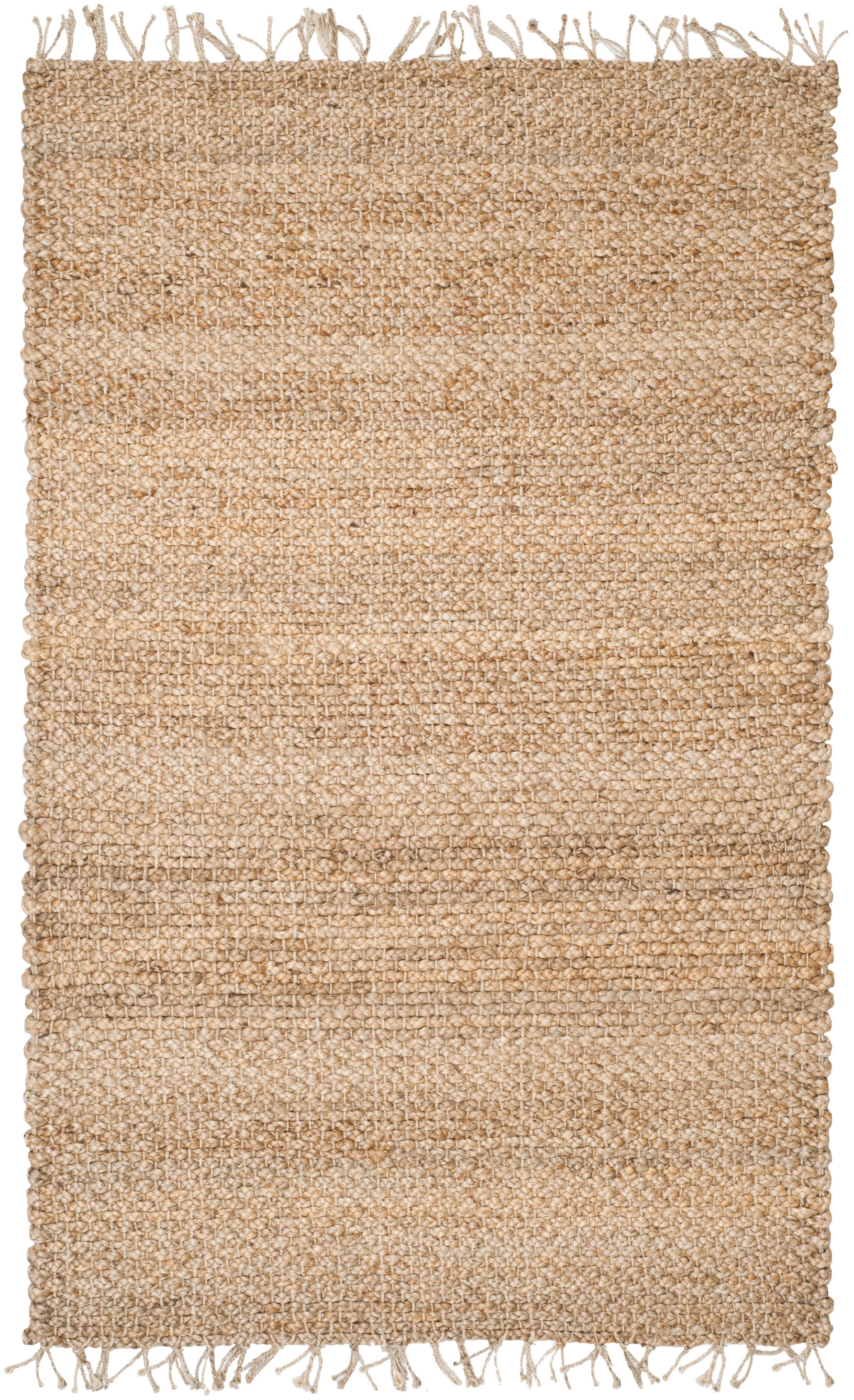 SAFAVIEH Natural Fiber Tangier Solid Braided Fringe Jute Area Rug, Natural, 6' x 9'