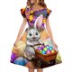 thumbnail image 1 of Vestido de Verano de Manga Corta Vestido de Manga Plisada de Doble Capa de Impresión de Verano para Niños de 5-14 Años, 1 of 7