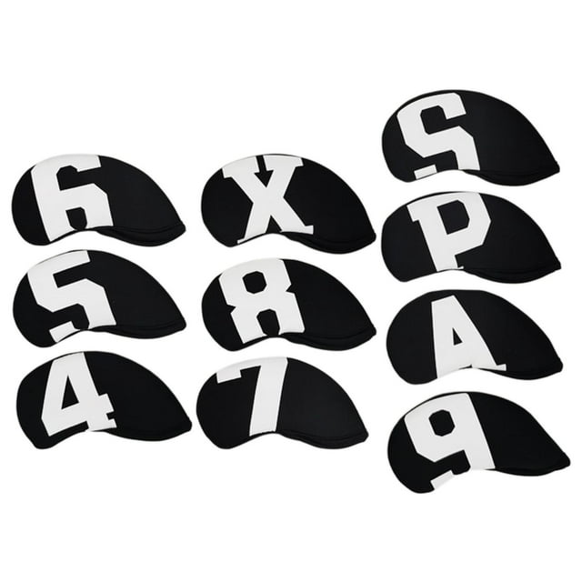 10x Funda de para Cabeza Del Palo para golf Ligero 7,8,9, a, X, P, S Funda de Hierro Impermeable para Cabeza para Protección de Negro DYNWAVEMX Cubierta de cabeza de hierro de golf