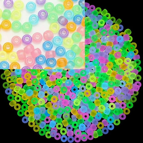 Artrylin Glow in The Dark Pony Beads Mix 500Pcs Colorful Glow Pony Beads Luminous Beads Bulk Acrylic Hair Beads Plastic Pony Beads for Hair Braiding Bracelets Necklaces Making Perfect Gift for Kids