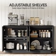 thumbnail image 2 of 55in Buffet Cabinet, PAPROOS Modern Fluted Sideboard Cabinet with 4 Doors and Adjustable Shelf, Wooden Coffee Bar Cabinet Station for Dining Room Living Room, Black, 2 of 8