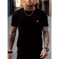 thumbnail image 1 of [Opción popular] Camiseta casual de verano para hombre con diseño de estampado único: mezcla de poliéster suave, corte elástico, cuello redondo, no transparente, perfecta para uso diario y vacaciones., 1 of 6