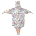 thumbnail image 2 of FORMRS Wearable Blanket Hoodie with Sleeves for Kids Cozy Flannel Sweatshirt, Elegant Marble Pattern, 2 of 7