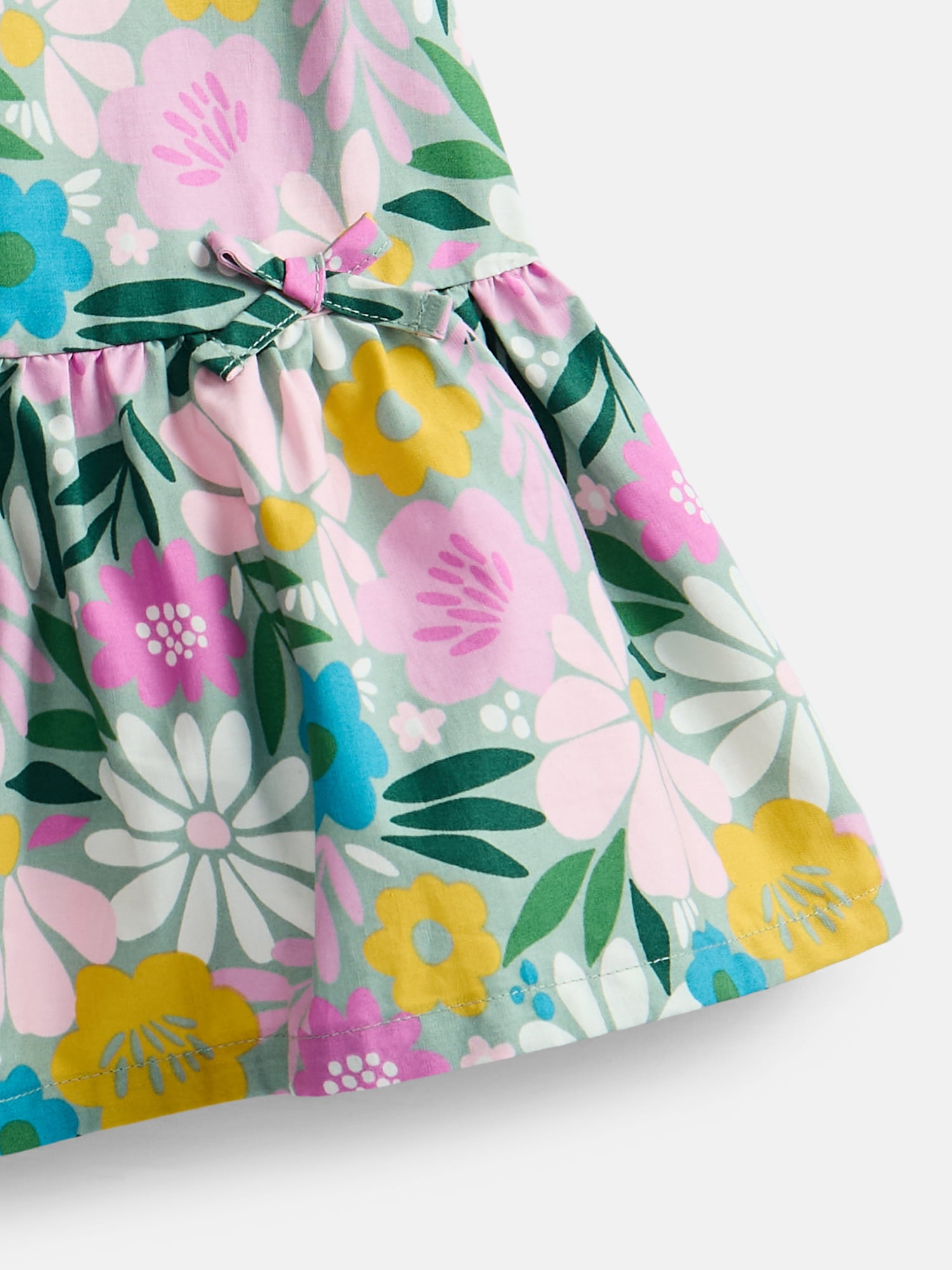 Wonder Nation Toddler Girls' Floral Cotton Play Dress with Short Puff Sleeves, Sizes 12M-5T