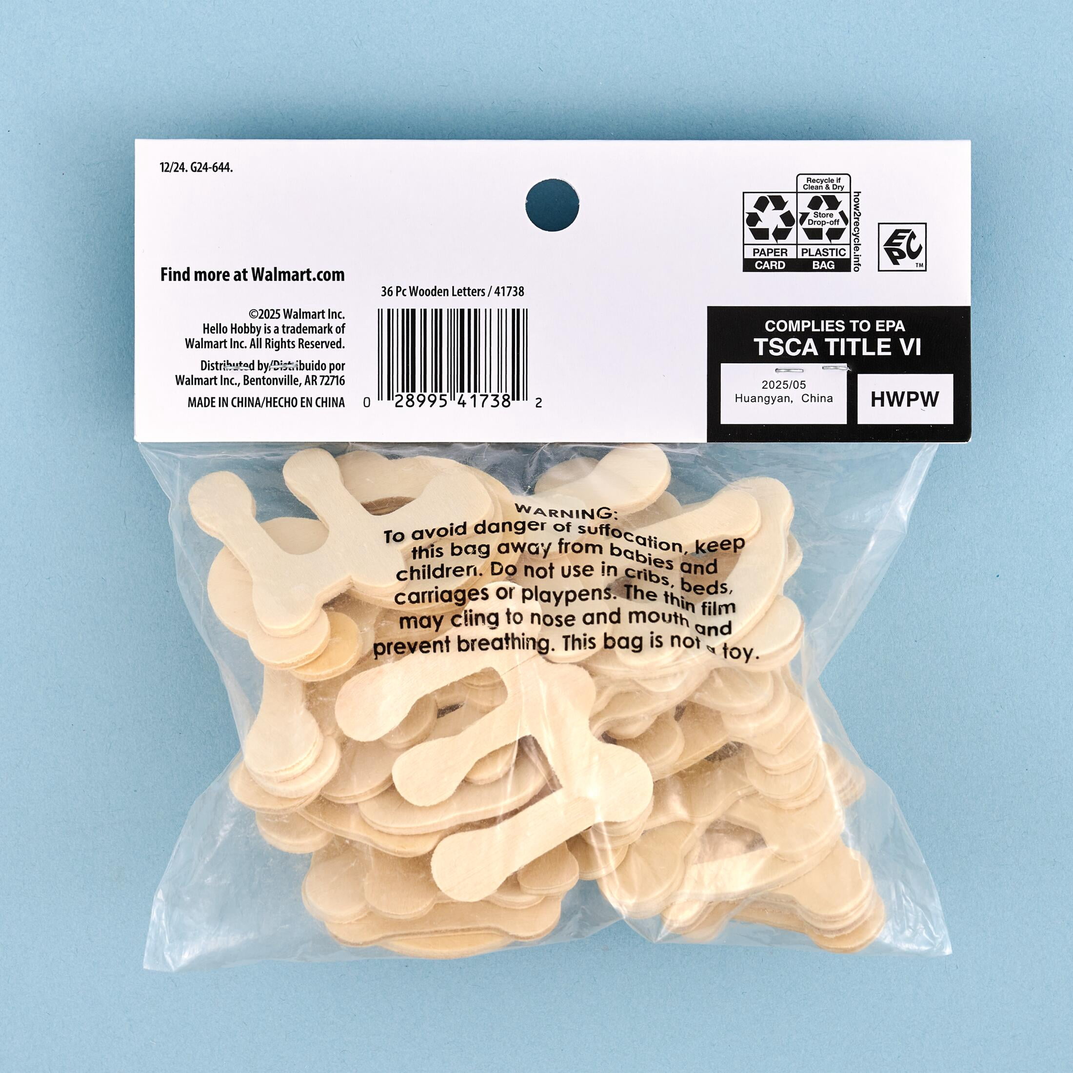 Hello Hobby Unpainted Wood Surface, Dot to Dot Letters, 36 Piece, 1.75"