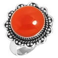 thumbnail image 1 of 925 Sterling Silver Ring For Women - Teens Orange Real Carnelian Gemstone Silver Ring Size 6.5 August Birthstone Silver Ring Size 6.5 Birthday Gift For Girl Friend Gemstone 925 Silver Jewelry, 1 of 6