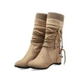 thumbnail image 6 of Herrnalise Women's Suede Mid-boots With Inner Raised Round Head Ethnic Style Wool Barrel Discount !, 6 of 6