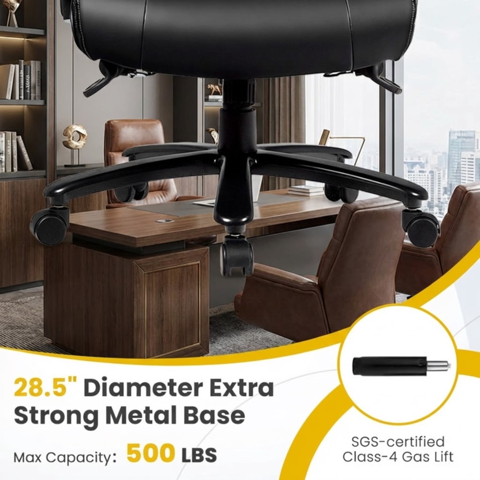 Furnibear Massage Office Chair High Back Big and Tall Executive Chair with Heat Lumbar Support Padded Armrests Ergonomic Computer Desk Chair, Black