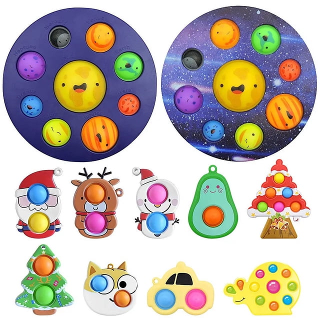 LLavero de juguete sensorial Fidget para niños, tablero antiestrés de ocho planetas, Simple hoyuelo Pop, alivio del estrés, autismo, ansiedad3925