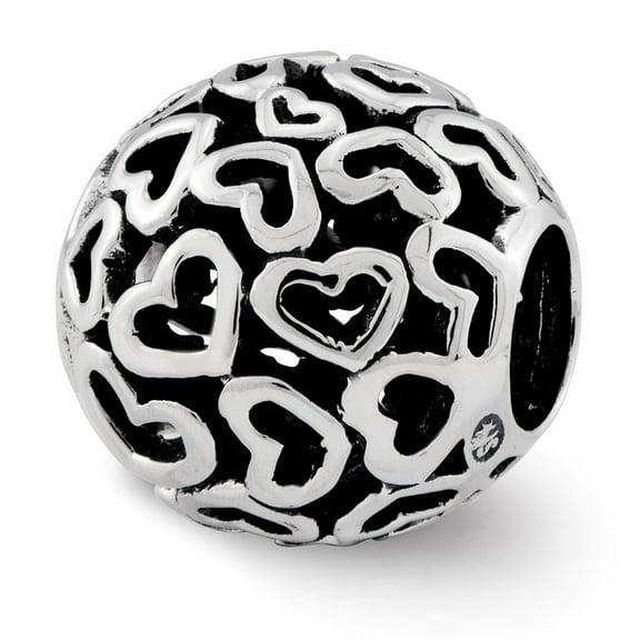 Sterling Silver Reflections Hearts Bali Bead Charm - Measures 10x10.00mm Wide