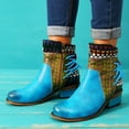 thumbnail image 3 of Dakaela Vintage Boots for Women Leather Boho Round Toe Ankle Booties Retro Steel Toe Dress Short Boots, 3 of 6