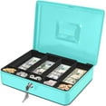 thumbnail image 1 of Cash Box with Money Tray and Lock Metal Cash Box for Small Businesses Compartment Money Box with Removable Tray and Key Portable Storage for Checks and Coins, 1 of 8