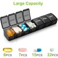 thumbnail image 2 of 2 Pack Weekly Pill Organizer Large, XL Daily Pill Case Pill Container Travel 7 Day Pill Box One Week Pill Case Vitamin Organizer Box for Pills/Vitamin/Fish Oil, Black, 2 of 7
