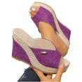 thumbnail image 5 of Samdudou Espadrille Wedges Womens Summer Open Toe Canvas Upper Jute Wrapped Slide Dressy Casual Daily Wear Ladies Outdoor Vacation Beach Shopping Essential Footwear, 5 of 9