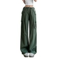 thumbnail image 5 of JXMVOJ Cargo Pants for Women High Waisted Casual Pants Baggy Stretchy Wide Leg Y2K Streetwear Women’s Elastic Waist Solid Casual With Pockets Outing Full Length Pants with Pockets, 5 of 6