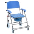 thumbnail image 2 of Commode de Chevet avec Roues, Commode de Douche Pliante pour Fauteuil Roulant, Chaise de Douche pour Personnes Âgées et Handicapées, Chaise de Toilette Roulante Imperméable avec Accoudoirs et Dossier, 2 of 8