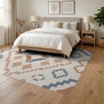 thumbnail image 3 of ODIKA 6'x9' Sky And Terracotta Geometric Washable Area Rug Intricate Modern Patterns with Classic Flair for Dining Room, Under Table, Office Décor, Non-Slip Chair-Friendly, 3 of 7