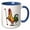 Blue/White, variant on 3drose, Cute Funny Rooster Chicken Playing Golf Golfers Sports Golfing Cubism, 11oz Mug