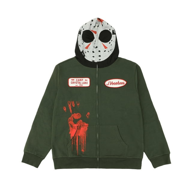 Friday The 13th Jason Chandail à Capuchon de Cosplay Vert à Manches Longues pour Homme - TG
