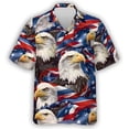 thumbnail image 4 of Camisa hawaiana con estampado 3D de águila y ganado para hombre, diseño gratuito de soldado con bandera de EE. UU., camisas hawaianas con solapa informal, blusa de manga corta, 4 of 4