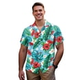 thumbnail image 3 of Uorisanigo Hibiscus Matching Couple Outfits Hawaiian Flower Husban and Wife Clothing Men's Short Sleeve Beach Shirt Size S and Midi Dress V-neck Hawaiian Dresses with Pocket, 3 of 7