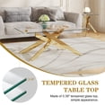 thumbnail image 5 of 3-Piece Tempered Glass Table Set, Coffee Table, Console Table & End Table with Geometric Metal Legs for Living Room, Office, 5 of 9