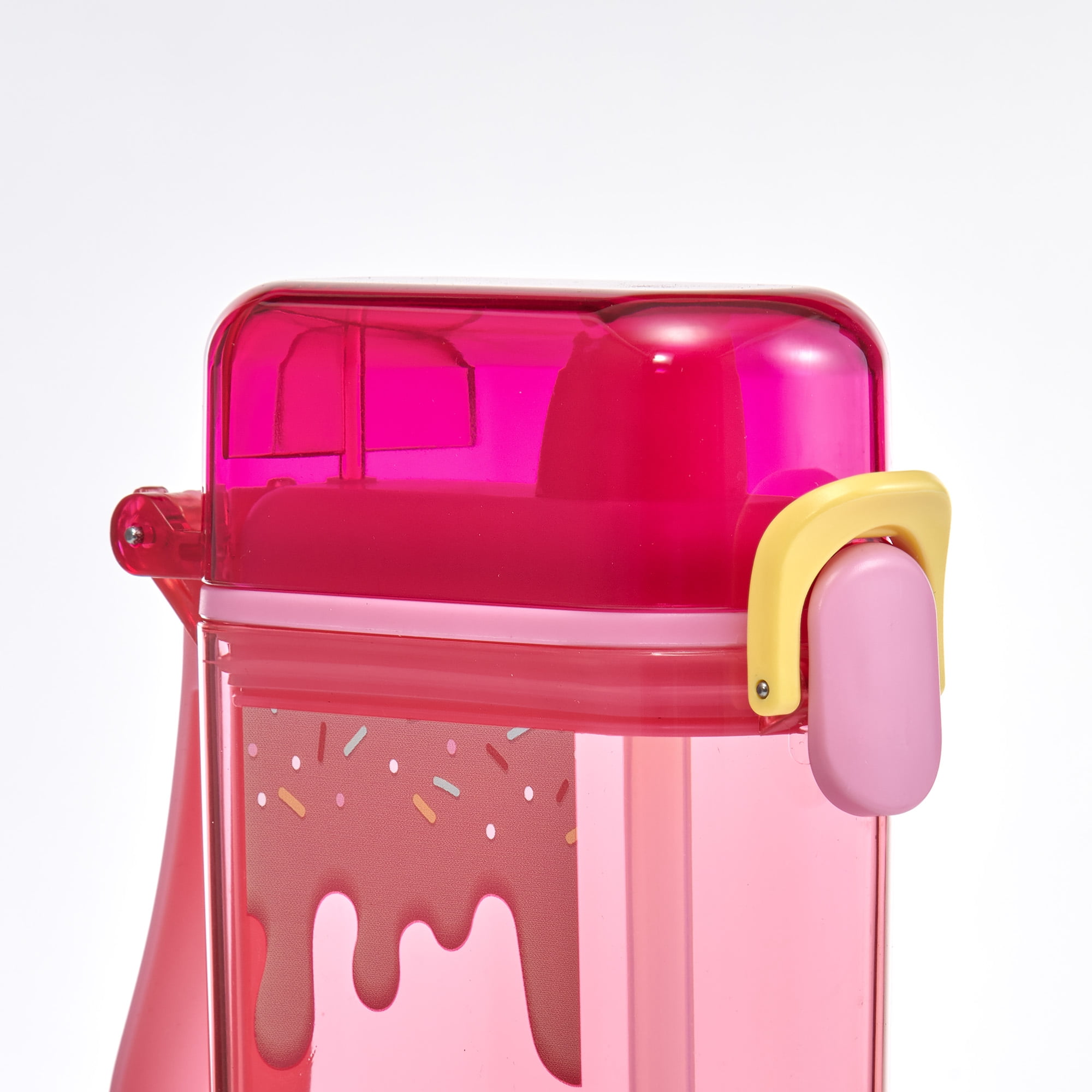 Mainstays 14oz Plastic Water Bottle with Flip Top Lid and Sipper Straw, Pink Ice Cream Cone