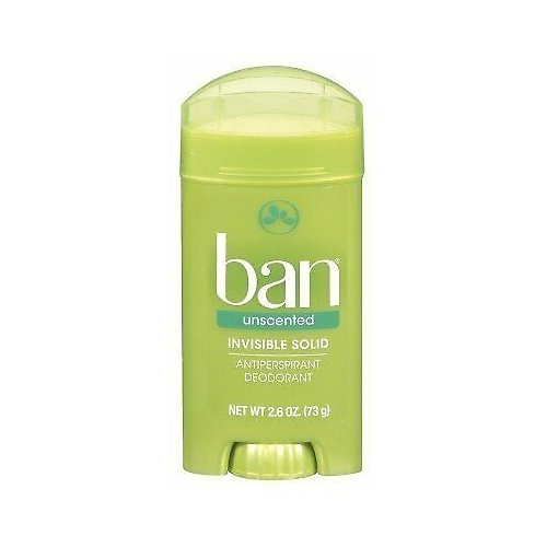 Ban Antiperspirant & Deodorant Invisible Solid Unscented, 2.6 oz, 6