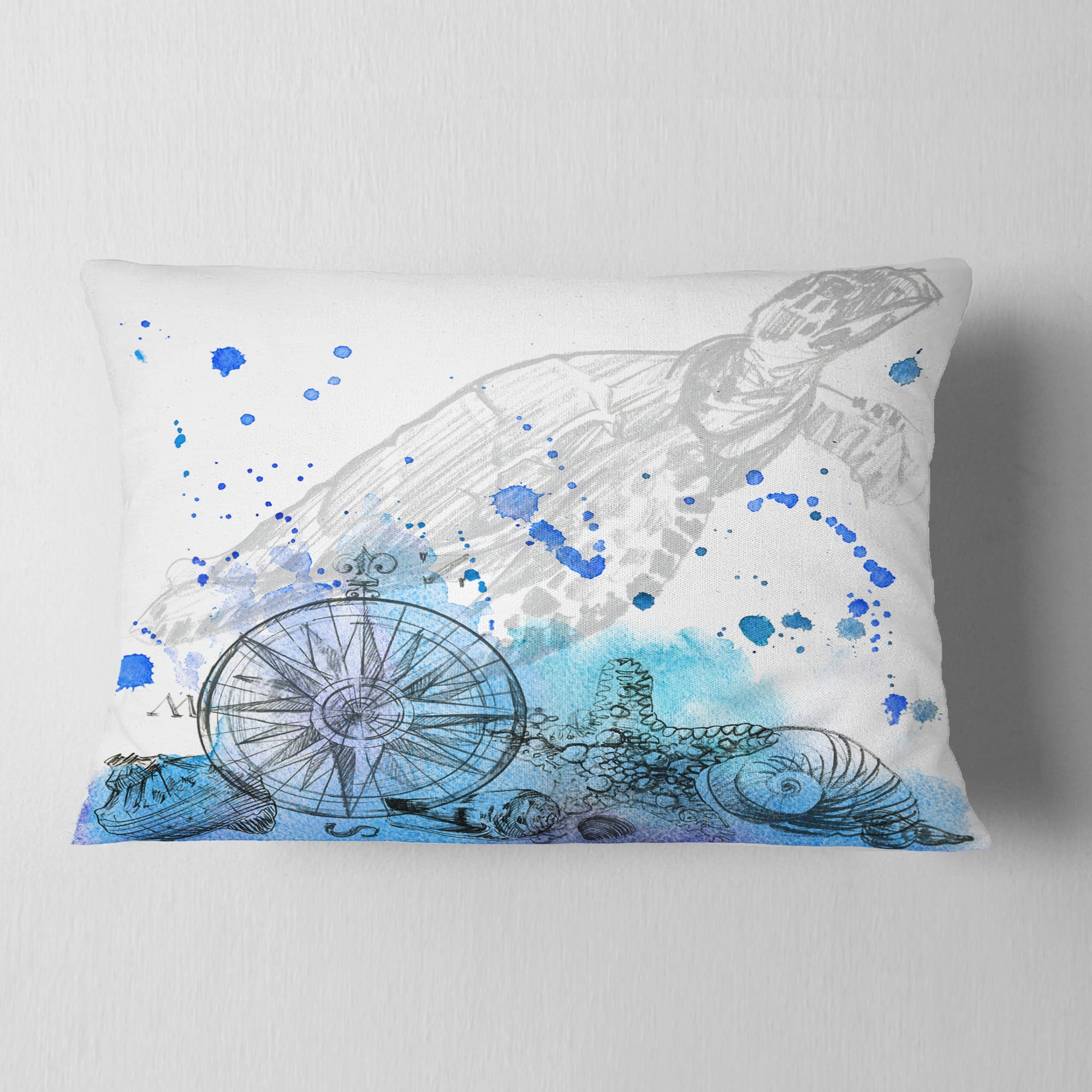 Designart Marine Creatures Illustration - Animal Throw Pillow - 12x20