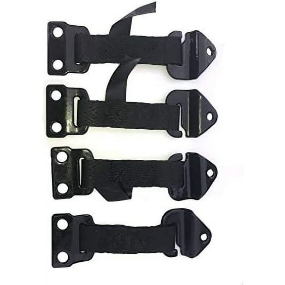 Military Black Door Limiter Straps - Black, Set Of 4 - Hard Doors Or Soft Canvas Doors, fits Humvee