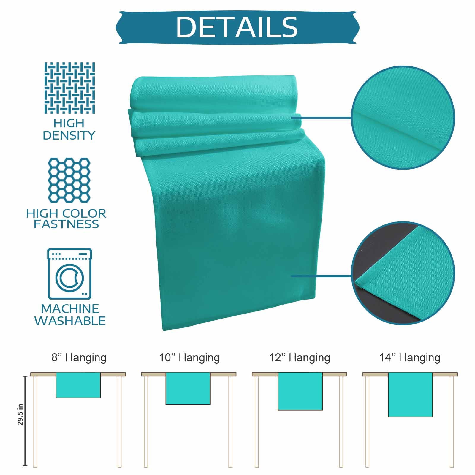 Table Runner Aqua Green Table Decoration for Kitchen Dinning Simple Style Table Decoration for Indoor Outdoor Party Wedding Decor 13x90 Inch