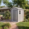 thumbnail image 5 of Outdoor Storage Shed 4x6 FT with Floor, Plastic Resin Garden Shed with Window&Lockable Door, All-Weather Utility Shed for Patio, Backyard, Lawn Mower, Bike, 5 of 7