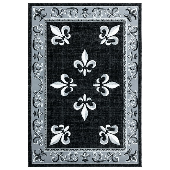 Designer Home Swan Area Rug 2050 11070 Casselton Black Scrolls Curves 1' 10" x 2' 8" Rectangle
