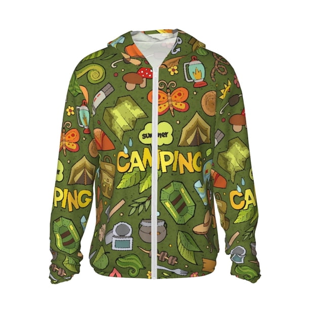 Fotbe Camping 1 Chaqueta con Protección Solar UPF 50+ para Hombre y Mujer, Camisa con Capucha y Bolsillos-X-Large