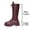 Wine, variant on Shrysg Women's High Platform Boots Casual Round Toe Lace Up Chunky Heel Knee High Punk Goth Boots with Side Zipper Black