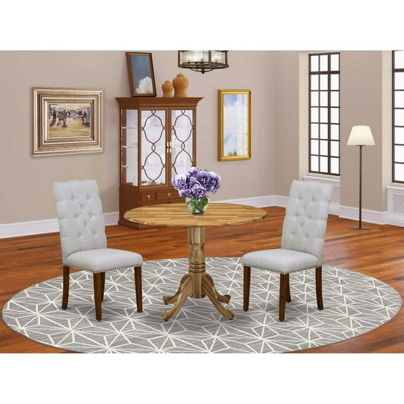 East West Furniture Dublin 3-piece Wood Dining Set in Natural/Gray