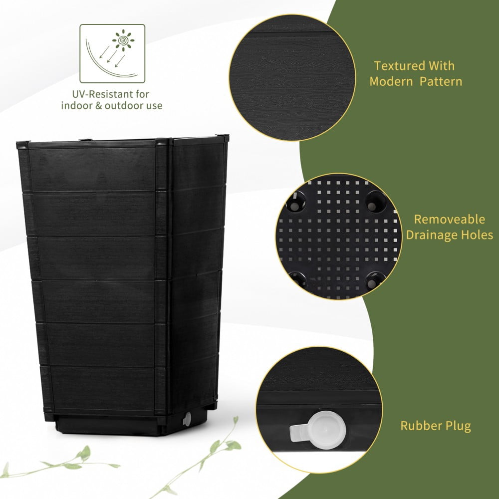 IVV 2-Pack Tall Tree Planters - Plastic Square Tapered Plant Pots for Indoor Outdoor - 22.4" H - Modern Decorative Flower Pots for Front Porch Containers Patio Deck - Dark Brown