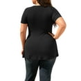 thumbnail image 2 of JustVH Flared Fitted V Neck Short Sleeve Basic T-Shirt Women Plus Size, 2 of 4