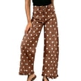 thumbnail image 3 of Wide Leg Jeans for Women High Waisted Ruffle Hem Jeans Lightweight Polka Dot Loose Casual Denim Pants Travel Vacation Outfits, 3 of 7