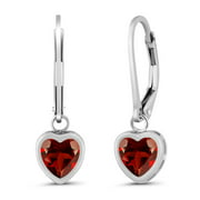 1.80 Ct Heart Shape Red Garnet 925 Sterling Silver Dangle Earrings For Women's