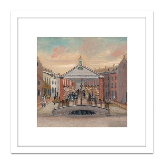Chappel New York Fly Market 1870 Painting 8X8 Inch Square Wooden Framed Wall Art Print Picture with Mount