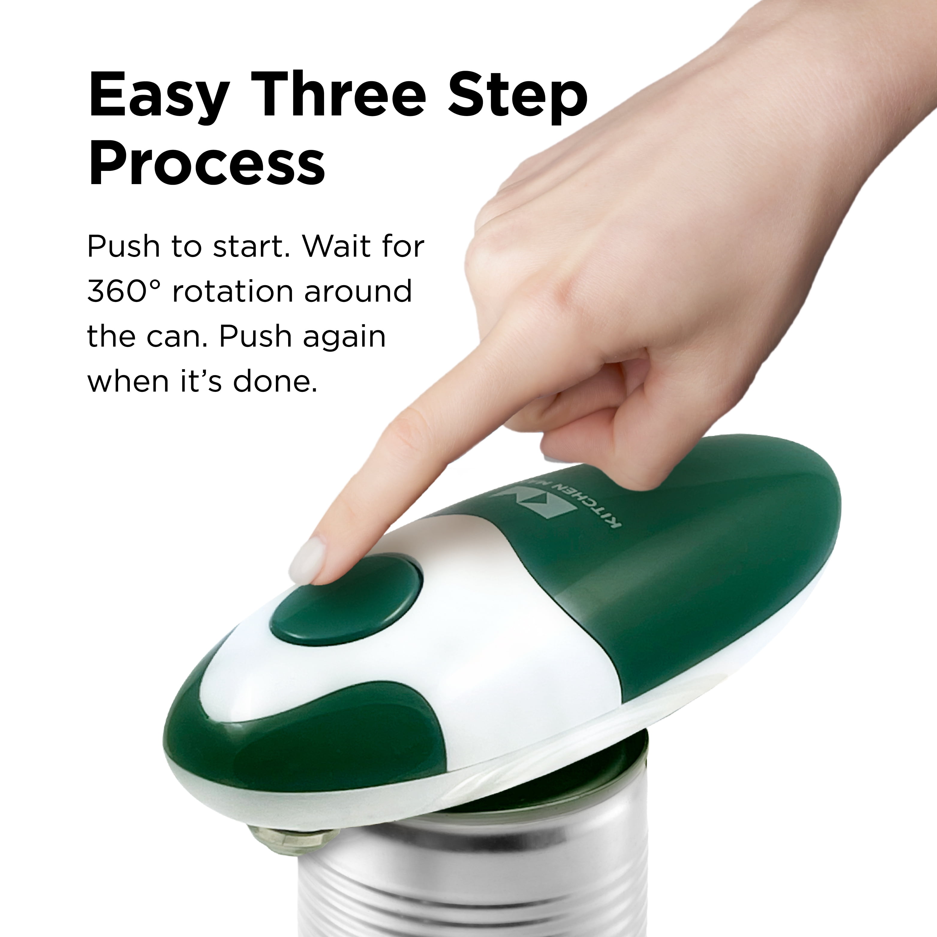 Kitchen Mama Auto 2.0 Electric Can Opener: Safe, Smooth Edge, Battery Operated (Alpine Green)